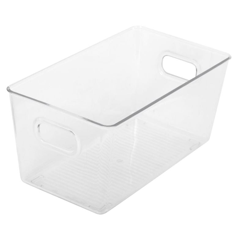 Bac en plastique clair avec poignées 9 po x 5 po x 4,5 po