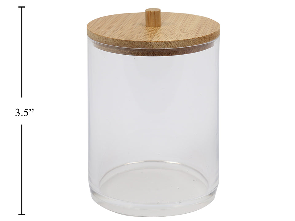 Contenant rond 7 cm x 7 cm x 11,5 cm avec un couvercle en bambou
