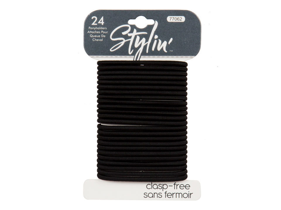 Élastique à cheveux sans métal noir Stylin (paquet de 24)