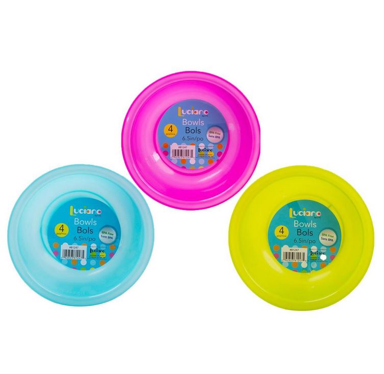 Bol en plastique 6,5 po (paquet de 4)