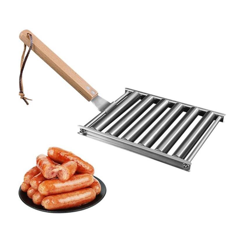 Grille à hot-dog en inox 7,2 po avec manche en bois détachable