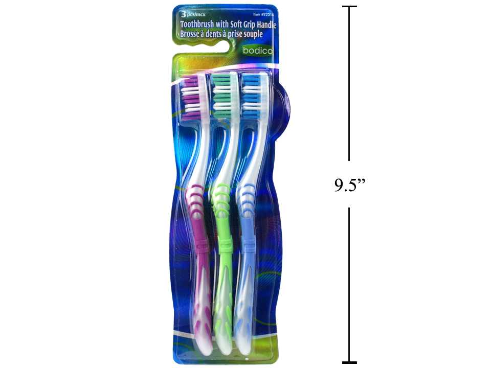Brosse à dents prise souple Bodico (paquet de 3)