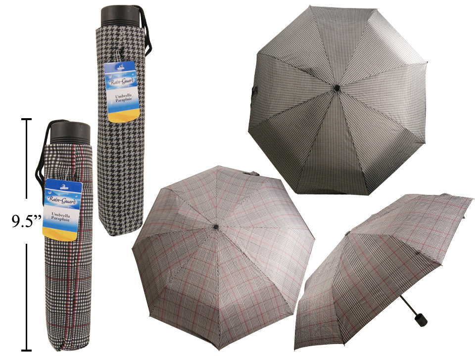 Parapluie télescopique carrelé beige et noir
