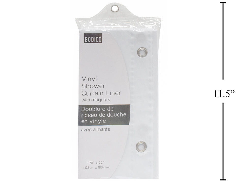 Doublure de rideau de douche en vinyle avec aimant 70 x 72 pouces blanc