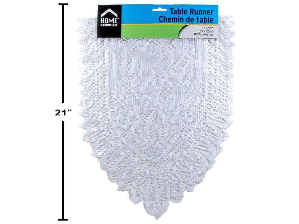 Chemin de table 13 po x 36 po en dentelle blanche