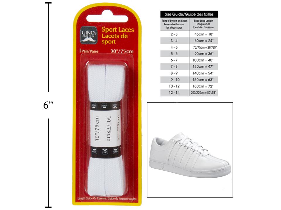 Lacet plat 30 pouces 1 paire couleurs Gino's