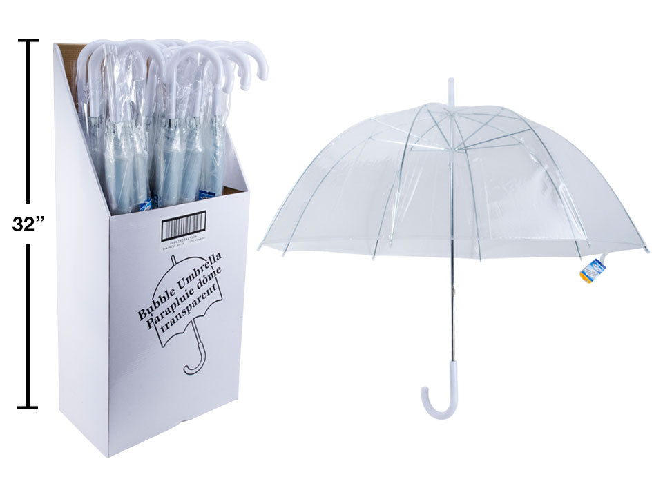 Parapluie clair manche blanc (pellicule transparent)
