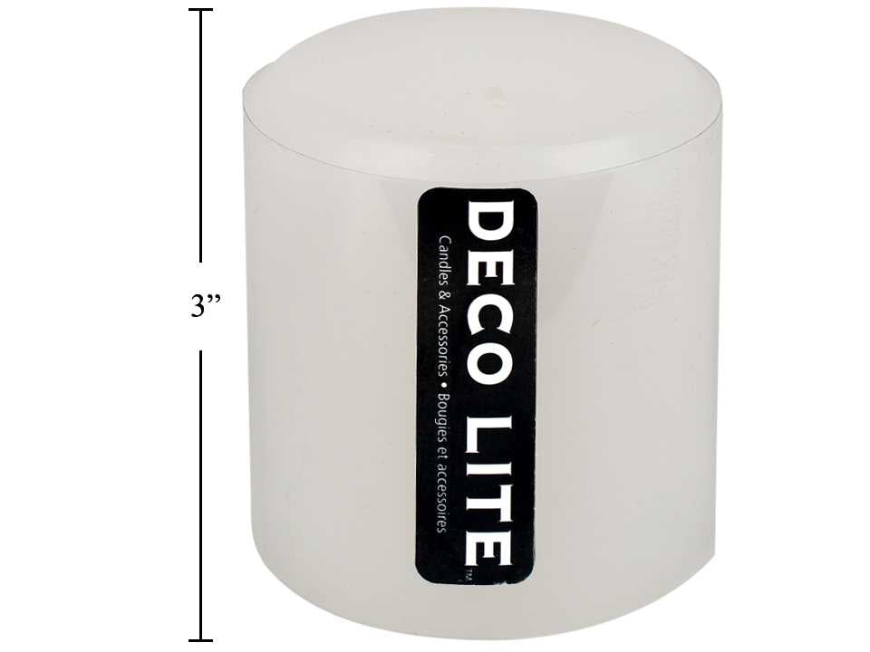 Chandelle pilier non-parfumée 3 po x 3 po blanc