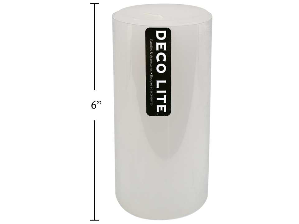 Chandelle pilier non parfumée 3 po x 6 po Decolite blanc