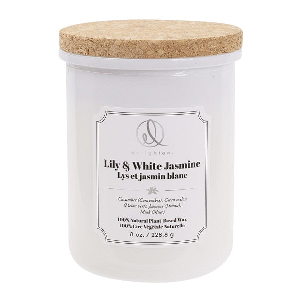 Chandelle parfumée dans pot avec couvercle 8 oz Lys et jasmin blanc