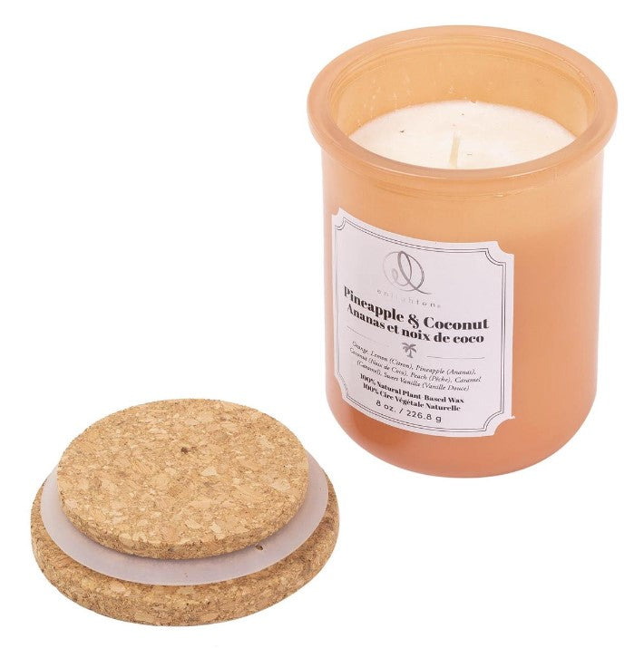 Chandelle parfumée dans pot avec couvercle 8 oz Ananas et noix de coco