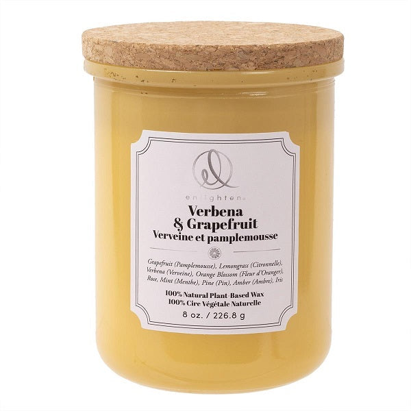 Chandelle parfumée dans pot avec couvercle 8 oz Verveine et pamplemousse