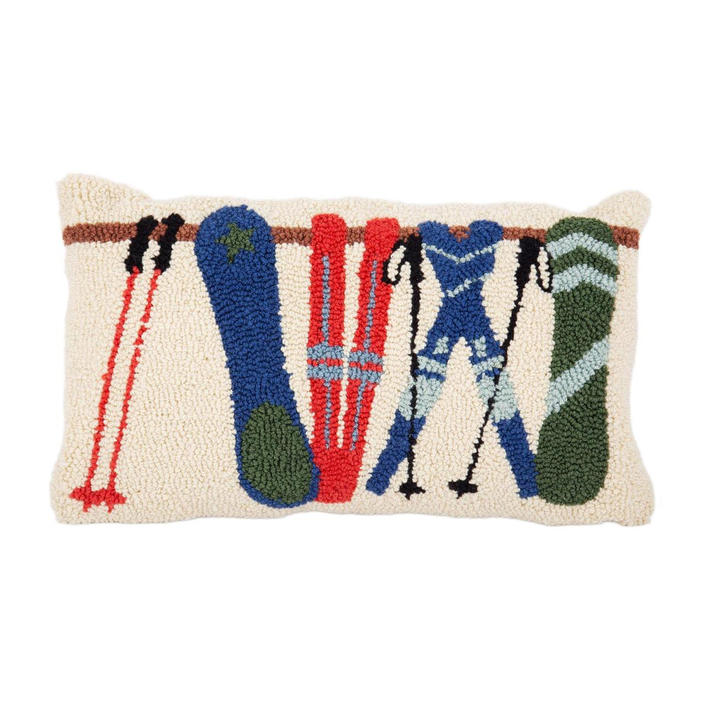 Coussin touffeté 12 po x 20 po crème chalet ski