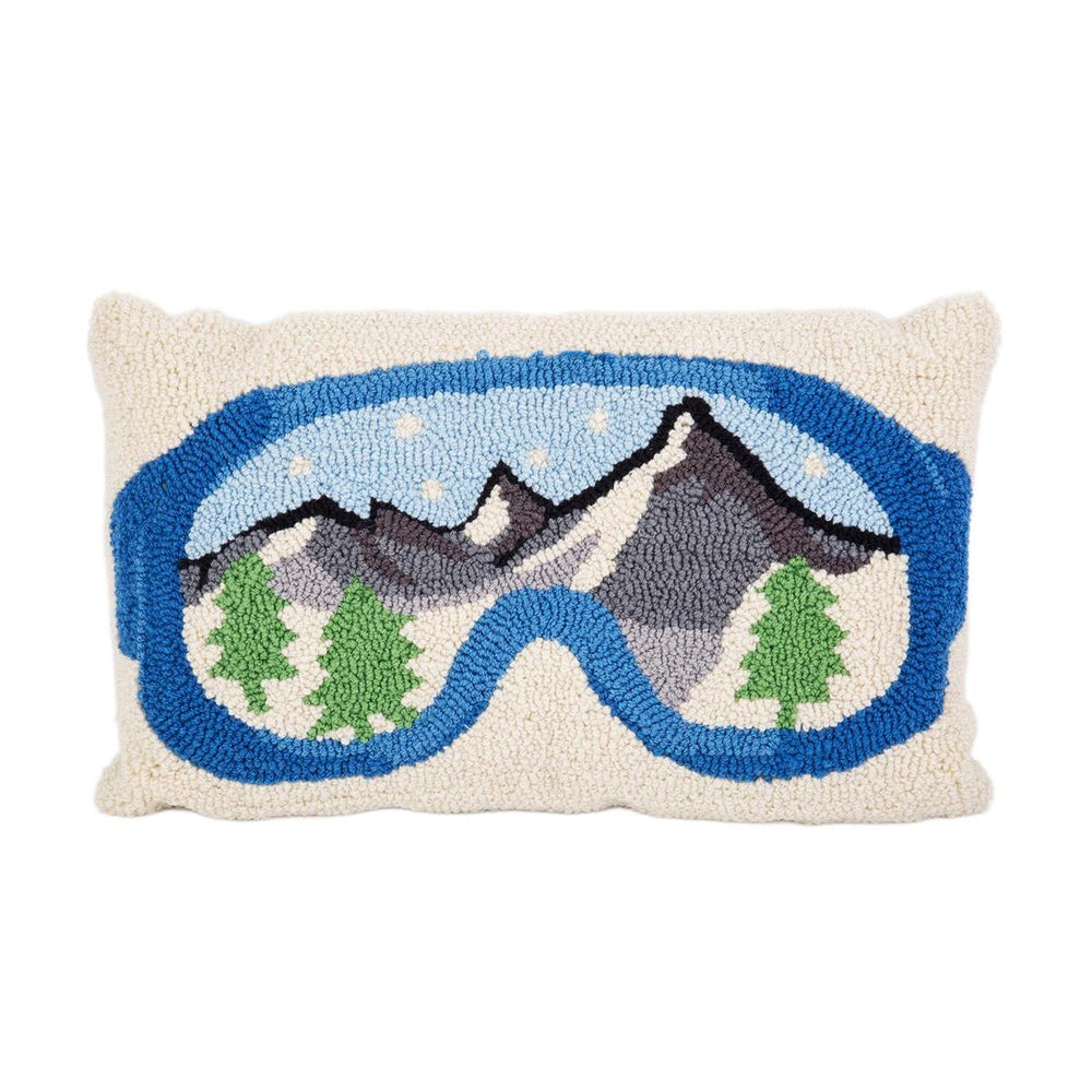 Coussin touffeté 12 po x 20 po crème lunettes de ski
