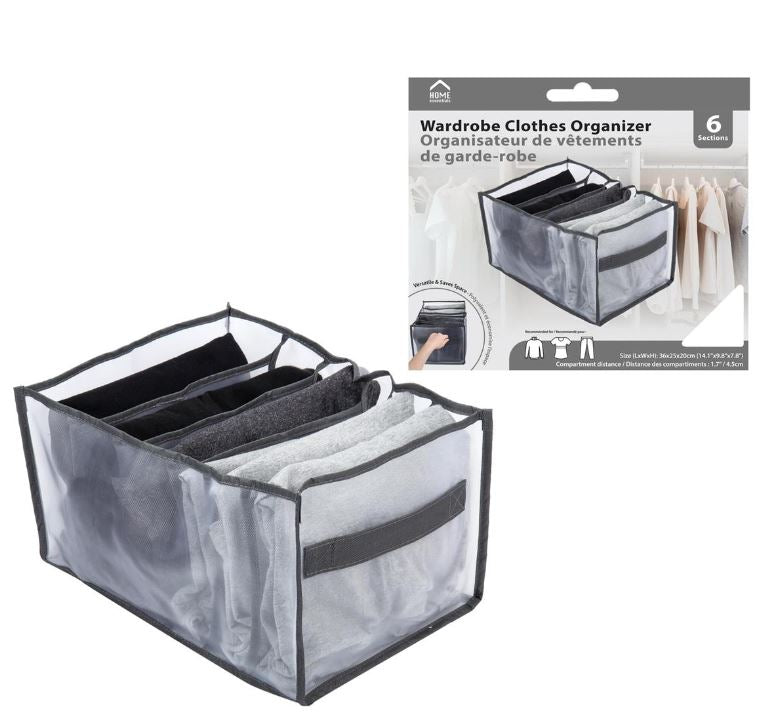 Organisateur de vêtements 14 po x 10 po x 8 po (6 sections)