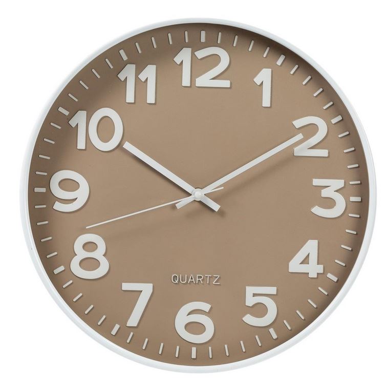 Horloge 14 po grise avec bordure blanche