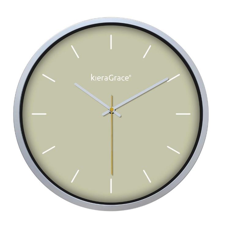 Horloge 14 po vert mousse avec bordure argent