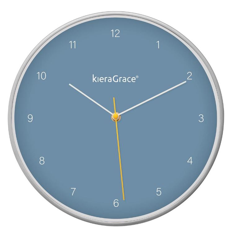 Horloge 12 po bleue avec bordure argent