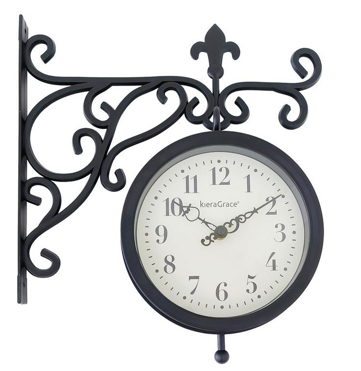 Horloge 8 po double (température au verso) avec support mural noir