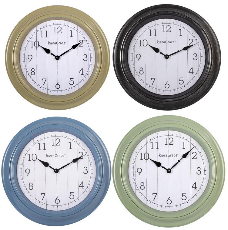 Horloge 14 po intérieure blanc ligné noir avec bordure de couleurs variées