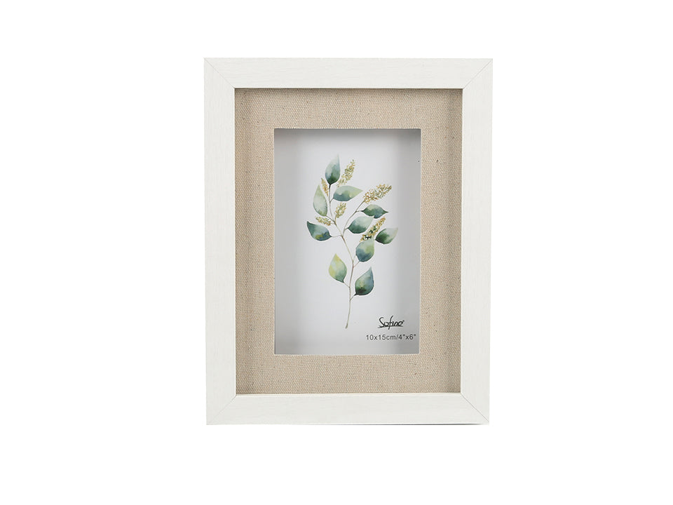 Cadre photo 4 po x 6 po bois naturel blanc et lin