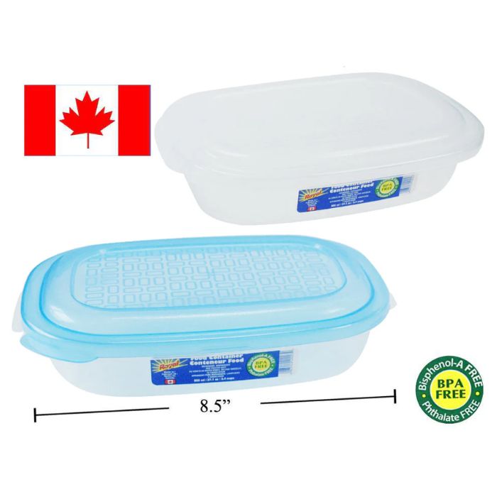 Plat en plastique rectangulaire 27 oz 6 po x 8,5 po blanc ou bleu