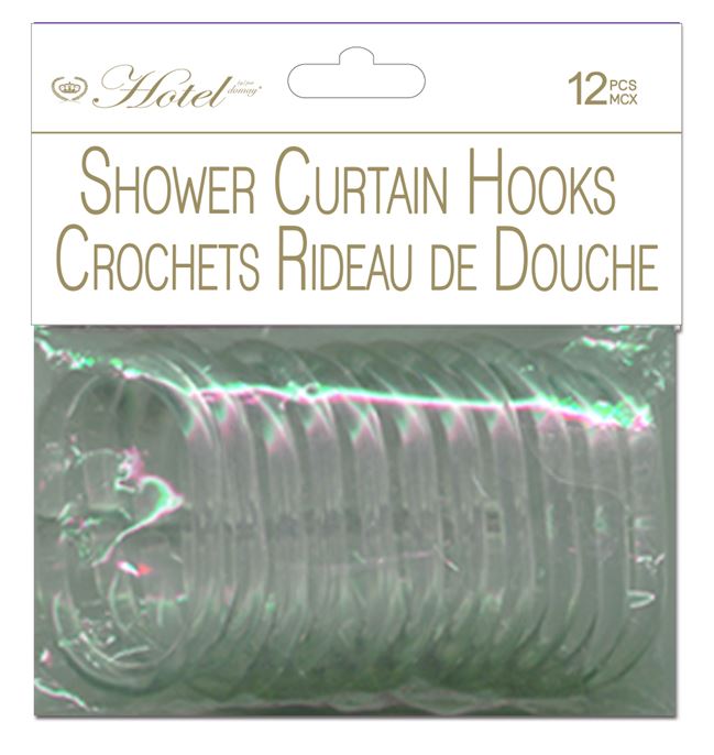 Crochet de rideau de douche transparent (paquet de 12)