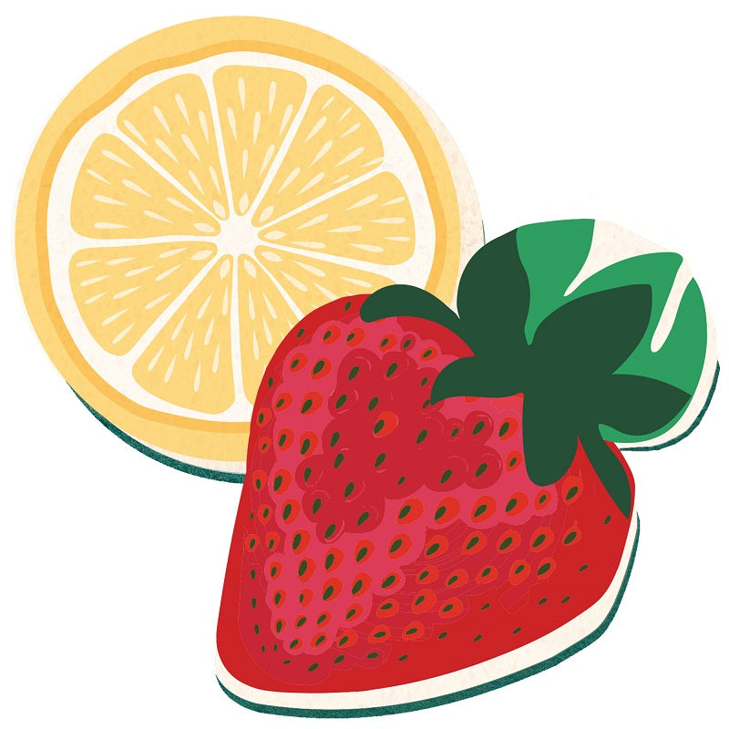 Éponge de cuisine 4 po x 6 po citron/fraise (paquet de 2)