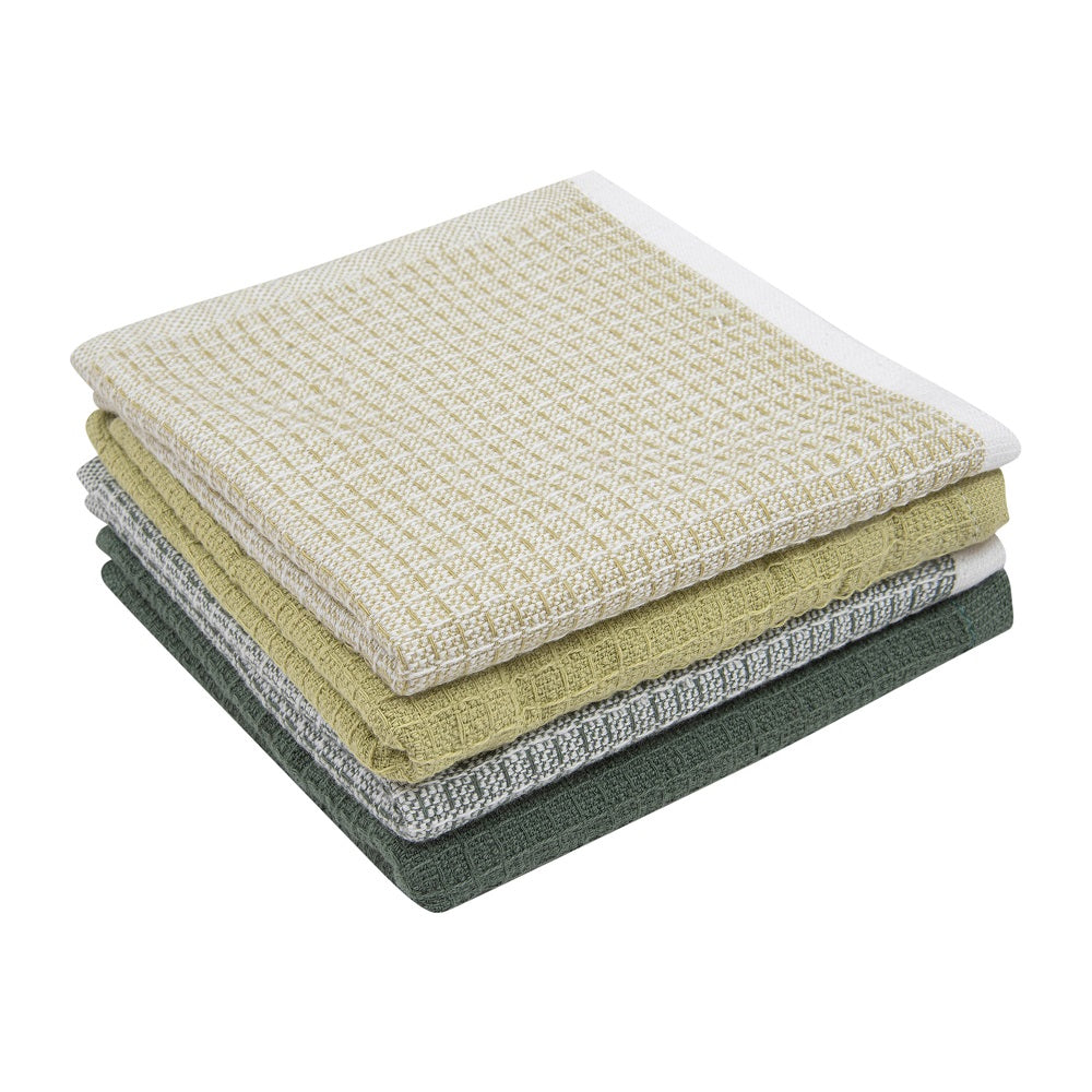 Lavette à vaisselle 12 po x 12 po gaufrée deux tons (paquet de 4)