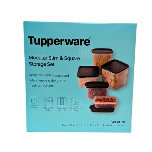 Tupperware ensemble de 10 modulaires avec couvercles noirs
