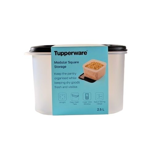 Tupperware modulaire carré 2,5 L avec couvercle noir