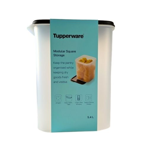 Tupperware modulaire carré 5,4 L avec couvercle noir
