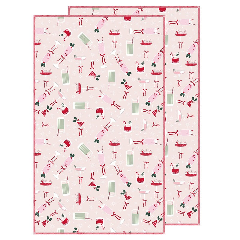 Serviette de cuisine en tissage gaufré 15 po x 25 po cocktails Santé! (paquet de 2)