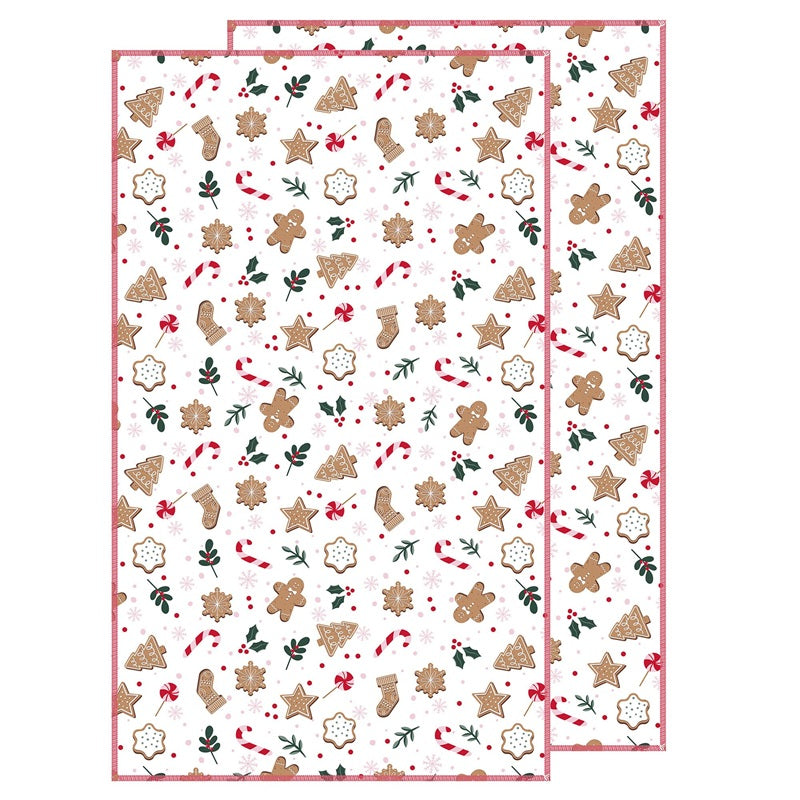 Serviette de cuisine en tissage gaufré 15 po x 25 po biscuits de Noël (paquet de 2)