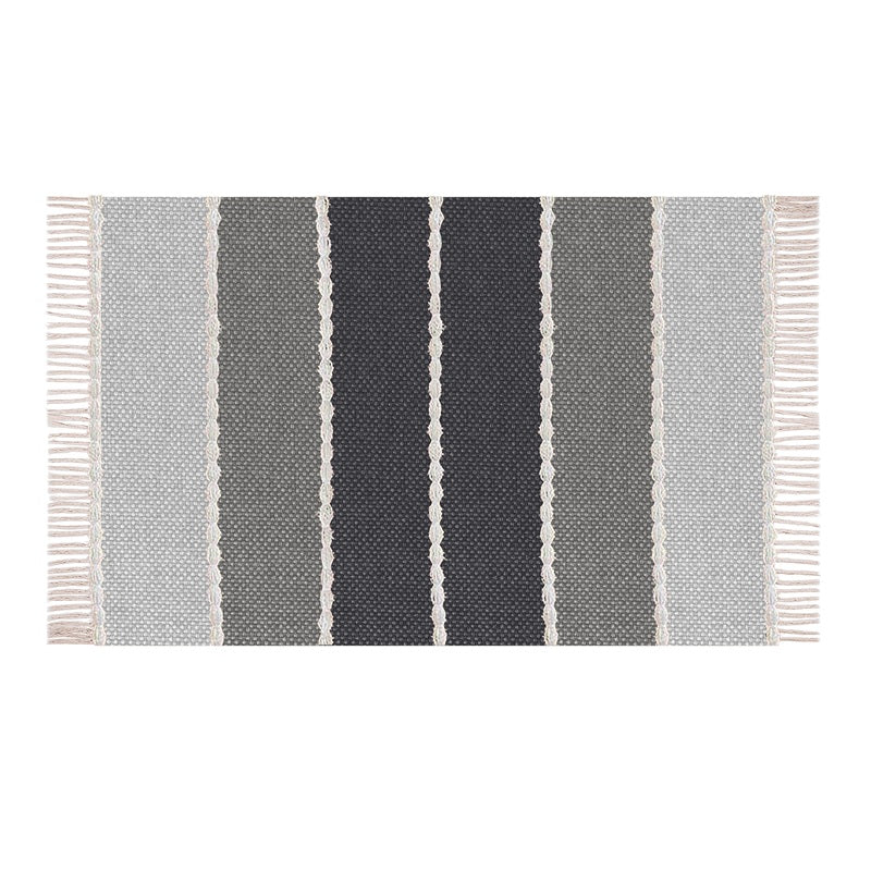 Tapis tissé 20 po x 30 po rayures grises
