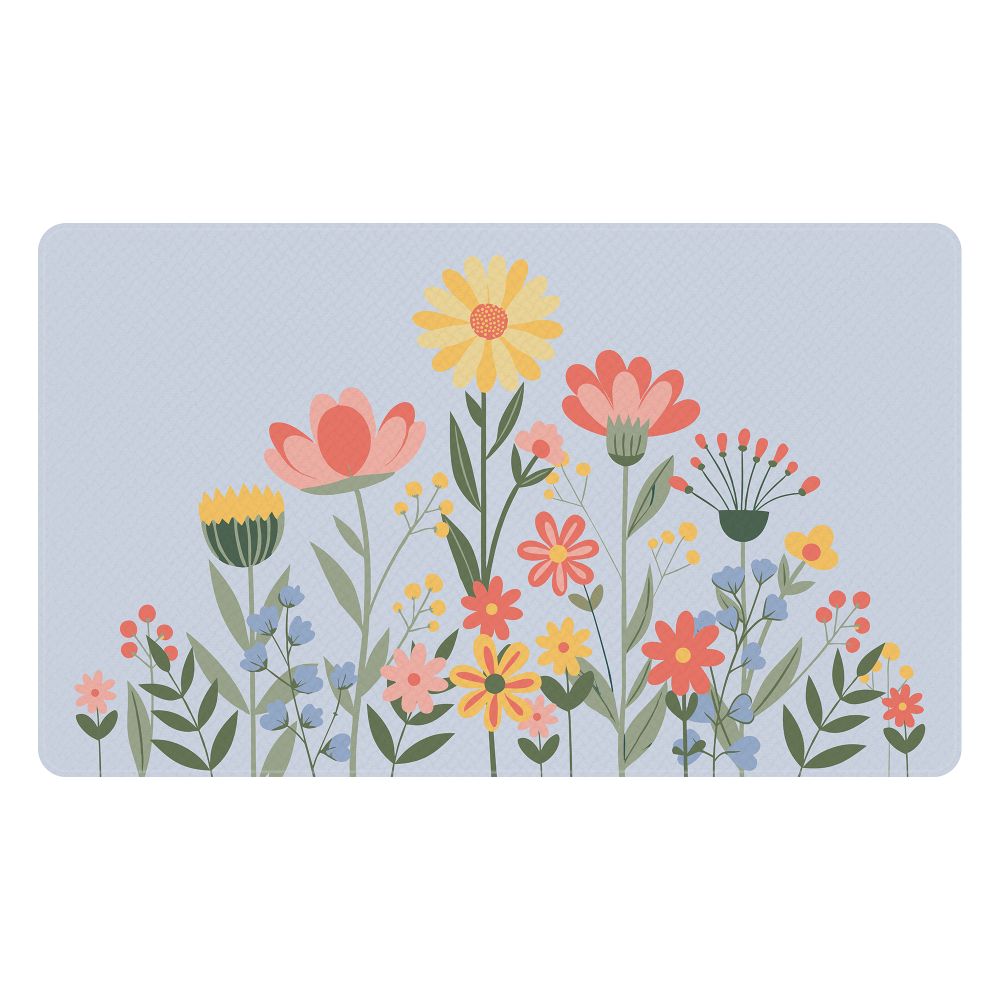 Tapis avec endos en mousse 18 po x 30 po fleurs