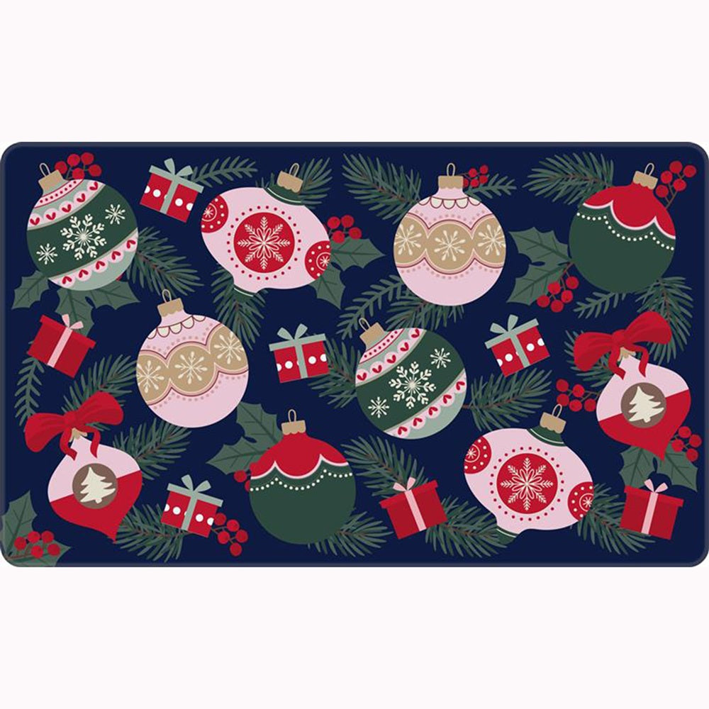 Tapis avec endos en mousse 18 po x 30 po imprimé boules de Noël