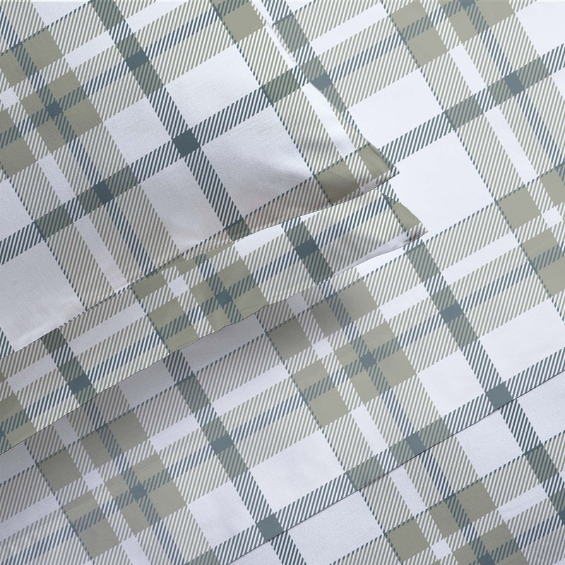 Ensemble de draps imprimés en flanelle carreaux vert