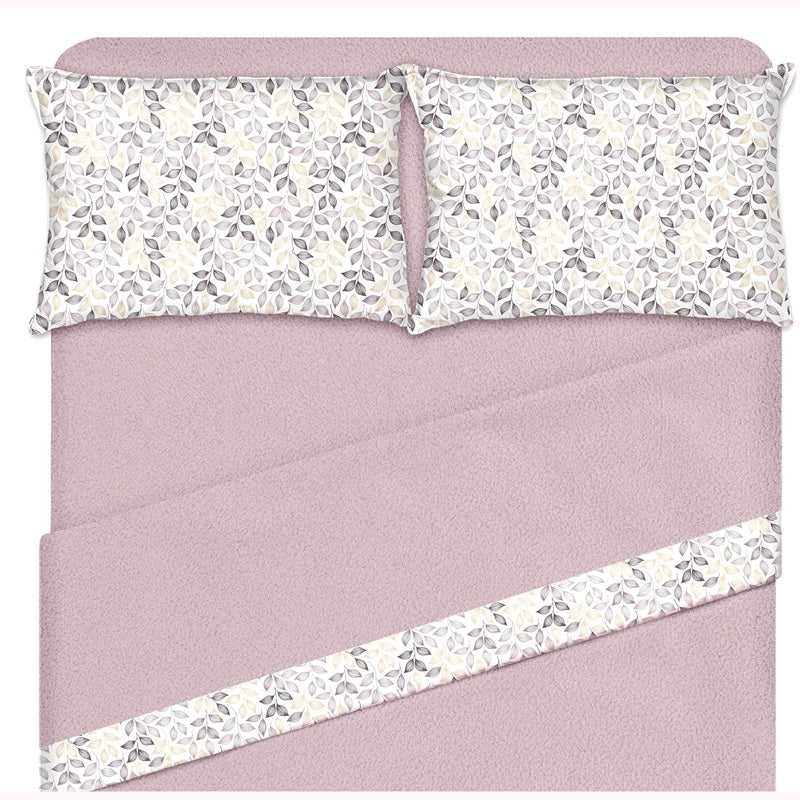 Ensemble de draps en molleton thérapeutique feuilles rose