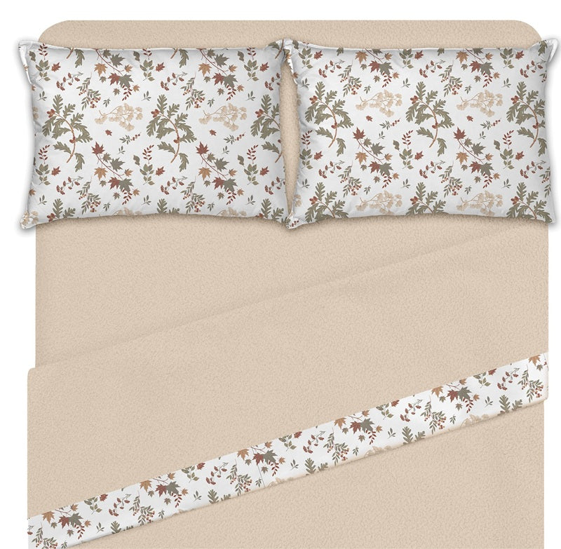 Ensemble de draps en molleton thérapeutique flore beige