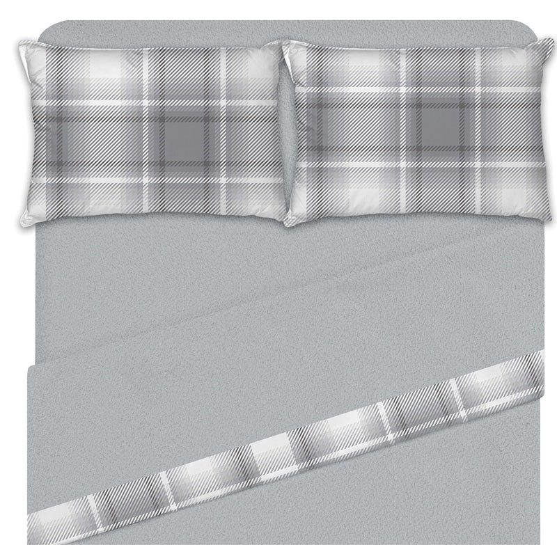 Ensemble de draps en molleton thérapeutique carreaux gris