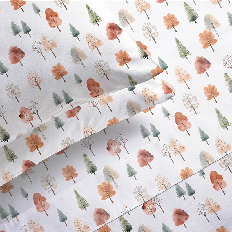 Ensemble de draps en microfibre motif d'arbres