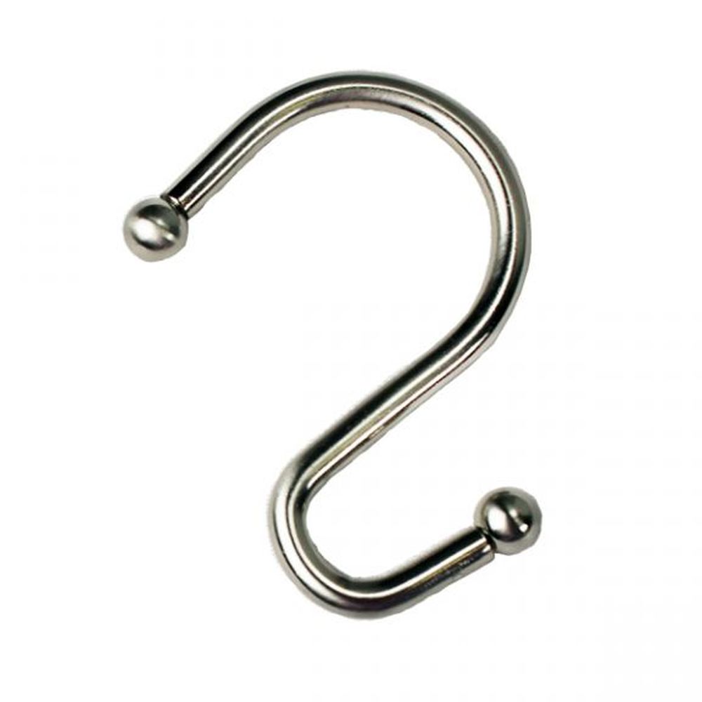 Crochet de rideau de douche en S métal chrome (paquet de 12)