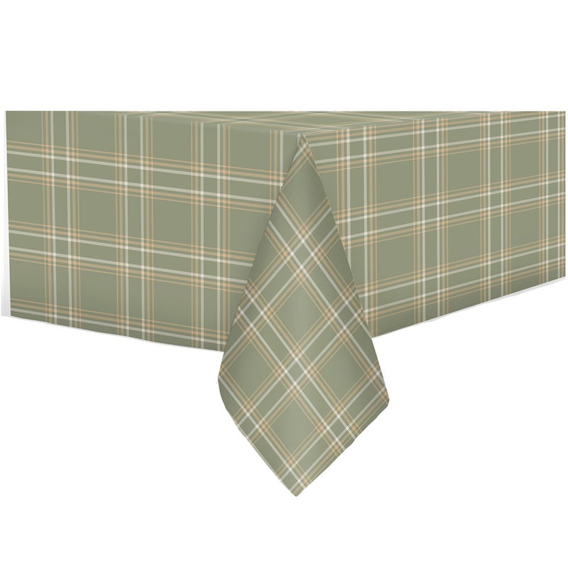 Nappe en tissu à motif de carreaux sauge