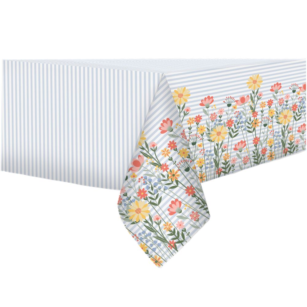 Nappe en tissu rayures et fleurs