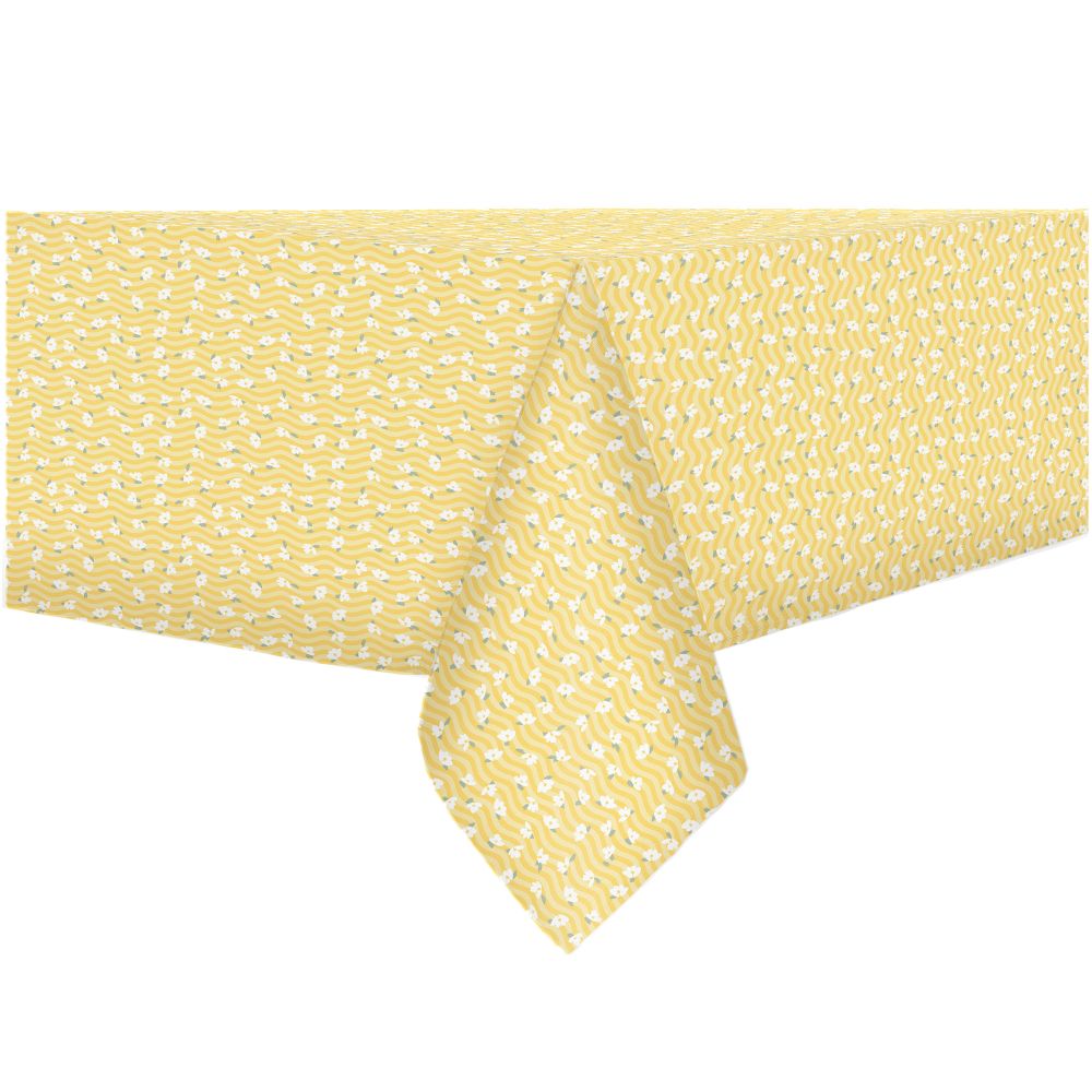 Nappe en PEVA jaune à motif fleuri