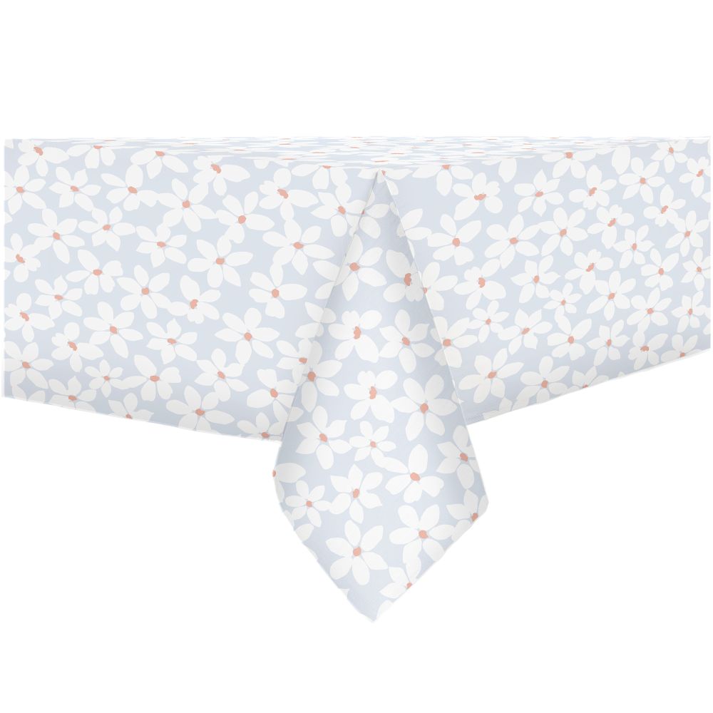 Nappe en PEVA bleu à motif fleuri