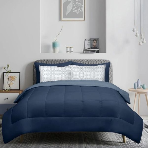 Ensemble de douillette réversible 7 morceaux Camden bleu