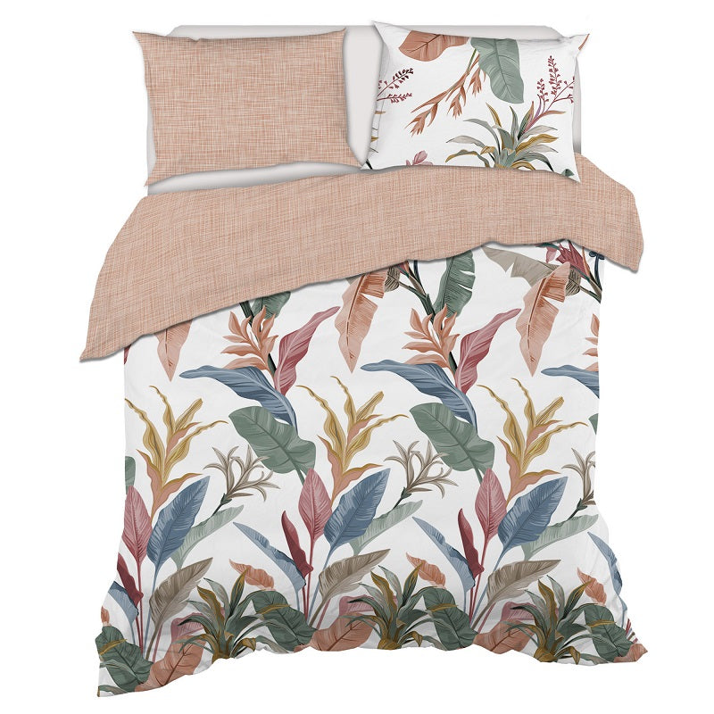 Ensemble de douillette réversible Sierra feuilles tropicales colorées