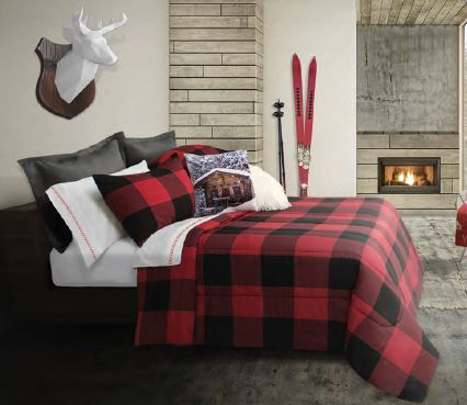Ensemble de douillette carrelé rouge et noir